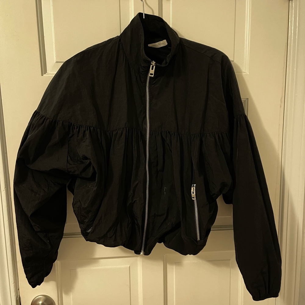 Cropped black windbreaker